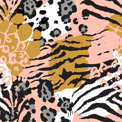 Poster - vector abstract seamless pattern with animal skin motifs.