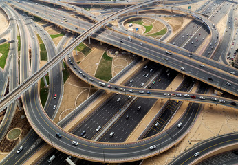 Dubai aerial view of highway