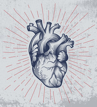 Retro Doodle Heart Rays Poster Free Stock Photo - Public Domain Pictures