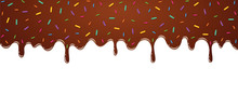 Sweet Melting Chocolate Icing With Colorful Sprinkles On White Background Vector Illustration EPS10
