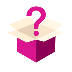 Canvas Print - Open pink mystery box icon. Clipart image isolated on white background