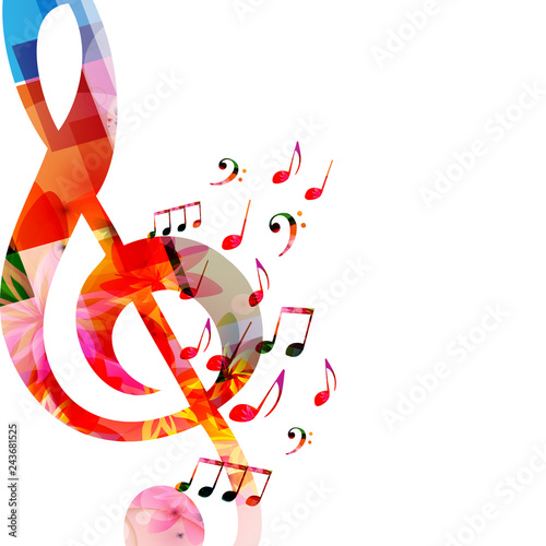 Dekoracja na wymiar  tlo-muzyczne-z-kolorowych-nut-i-projektowania-ilustracji-wektorowych-g-clef-artystyczny