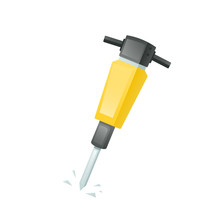 Pneumatic Drill Machine Icon. Clipart Image Isolated On White Background