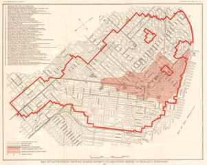 Fototapete - 1907, Geological Survey Map of San Francisco after 1906 Earthquake
