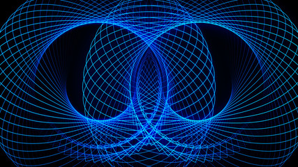 Poster - Big system of modern technology. Mechanism of progress. Big data stream futuristic infographic. 3d Futuristic Cosmic Design. 3D rendering.