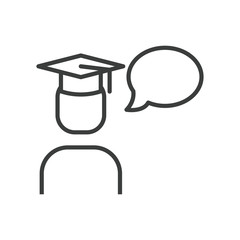 Wall Mural - line icon of graduate student with speech