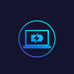 Canvas Print - charging battery on computer screen vector icon