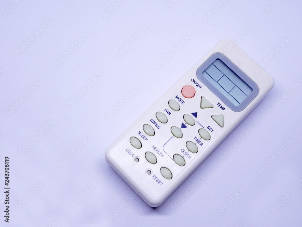 Simple and small air condition remote control isolated on white ...
