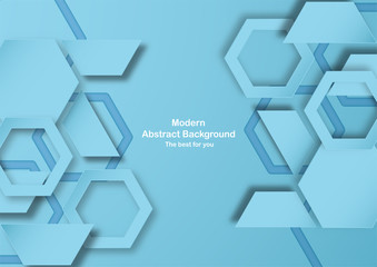 Wall Mural - Abstract blue background with pastel color. Template for business presentation, cover, invitation, poster, advertisement, banner. New trend of vector illustration design in 3D paper cut.