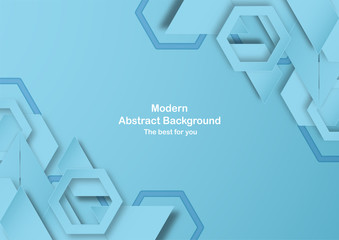 Wall Mural - Abstract blue background with pastel color. Template for business presentation, cover, invitation, poster, advertisement, banner. New trend of vector illustration design in 3D paper cut.