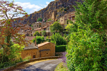 Canvas Print - Village de Peyre, Vallée du Tarn, Aveyron, Midi-Pyrénées, France