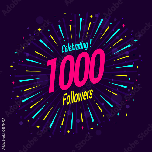 Fotografía 1000 followers card banner template for celebrating many followers in online social media networks