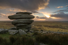 Sunset Over The Moors At The Cheesewring On Stowes |Hill, |Cornwalll, UK