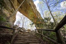 Natural Bridge Stone Arch. Stone Arch Known As Natural Bridge In Natural Bridge State Park In Kentucky. Visitors Are Allowed To Walk Across The Top Of The Appalachian Mountain Arch.