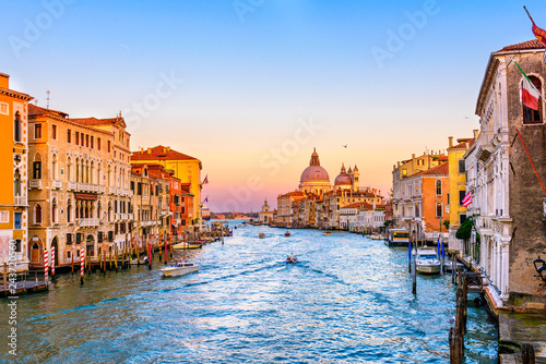 Grand Canal with Basilica di Santa Maria della Salute in Venice, Italy. View ...