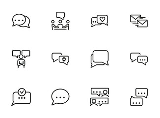 Poster - Chatting line icon set. Like, meeting, messages, typing. Communication concept. Can be used for topics like messenger, negotiation, email
