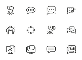 Poster - Chatting line icon set. Speech bubble, deal, messenger. Communication concept. Can be used for topics like forum, business, social media