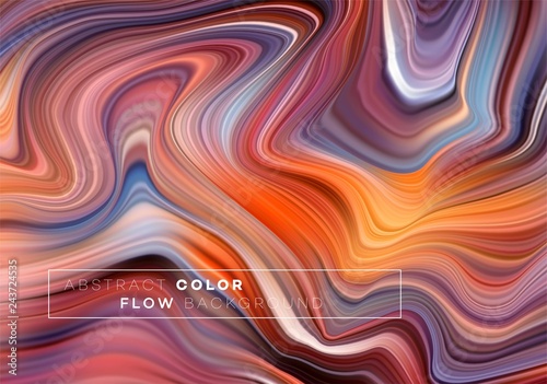 Modern colorful flow poster. Wave Liquid shape in black color background. Art...