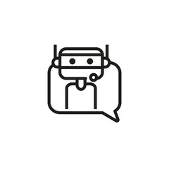 Aufkleber - Office chat bot line icon. Robot head, device, mobile. Chat bot concept. Vector illustration can be used for topics like technology, mobile, internet