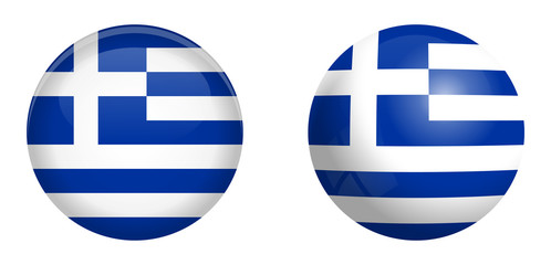 Wall Mural - Hellenic Republic (Greece) flag under 3d dome button and on glossy sphere / ball.