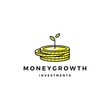 coin leaf sprout money grow growth investment logo vector icon illustration