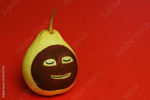 Download Beauty Salon Relaxed Happy Yellow Pear With Cosmetic Mask On Red Background Art Idea Buy This Stock Photo And Explore Similar Images At Adobe Stock Adobe Stock Yellowimages Mockups