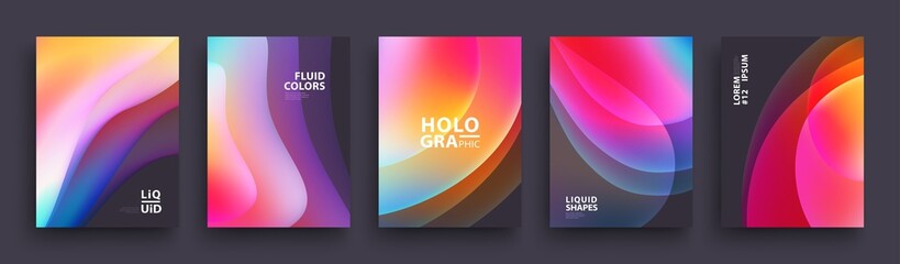 modern covers template design. fluid colors. set of trendy holographic gradient shapes for presentat