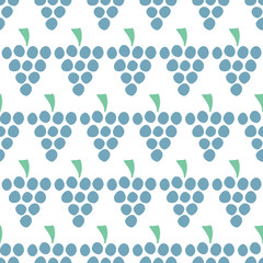 Wall Mural - Grapes Vector seamless pattern isolated. Blue juice berries on white. Food background. Fruit illustration. Use for card, menu cover, web pages, page fill, packaging, farmers market, fabric.