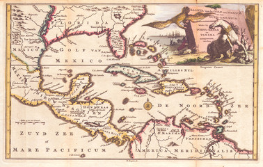 Naklejka na meble 1747, Ruyter Map of Florida, Mexico and the West Indies