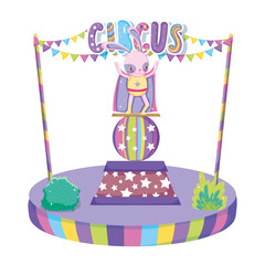 Poster - cute circus rabbit with layer