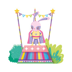 Canvas Print - cute circus rabbit with layer in stage