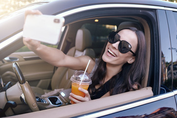 Poster - woman taking selfie on smartphone