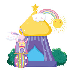 Canvas Print - cute circus rabbit with layer and tent