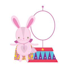 Sticker - cute circus rabbit jumping fire ring