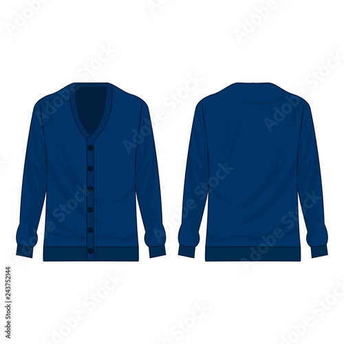 Cuadros en Lienzo Blue basic cardigan with buttons isolated vector on the white background