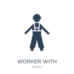 Poster - worker with harness icon vector on white background, worker with