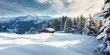canvas print picture - Winterlandschaft Panorama mit Schihütte in den Bergen