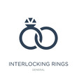 interlocking rings icon vector on white background, interlocking