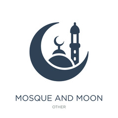 Wall Mural - mosque and moon icon vector on white background, mosque and moon