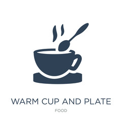 Wall Mural - warm cup and plate icon vector on white background, warm cup and