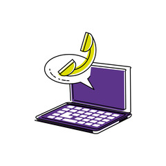 Sticker - laptop computer with phone