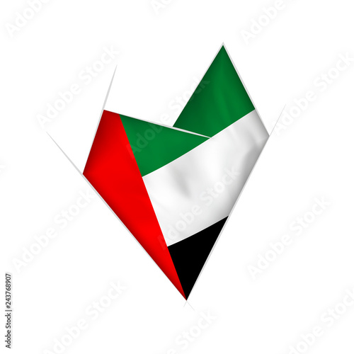 Fotografie, Obraz Sketched crooked heart with United Arab Emirates flag