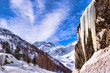 Simplon pass landscape with snow and icicles
