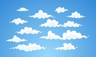 Wall Mural - Sky and Clouds Background. Stylish design with a flat poster, flyers, postcards, web banners. Isolated Object. Vector illustration.