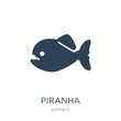 piranha icon vector on white background, piranha trendy filled i