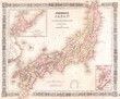 1864, Johnson's Map of Japan, Nippon, Kiusiu, Sikok, Yesso and the Japanese Kuriles