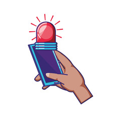 Sticker - hand using smartphone with alarm light