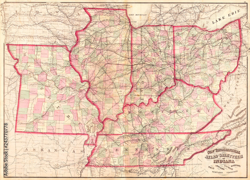 1873 Asher Adams Map Of The Midwest Ohio Indiana Illinois Missouri Kentucky Buy This Stock Illustration And Explore Similar Illustrations At Adobe Stock Adobe Stock