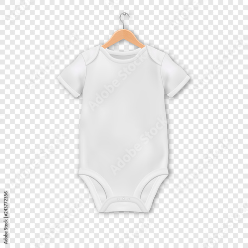 Vector Realistic White Blank Baby Bodysuit Template Mock Up Hanging Vector Realistic White Blank Baby Bodysuit Template Mock Up Hanging On A Hanger Closeup Isolated Transpa Background Body Children Shirt