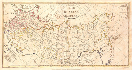 Fototapete - 1799, Clement Cruttwell Map of Russian Empire